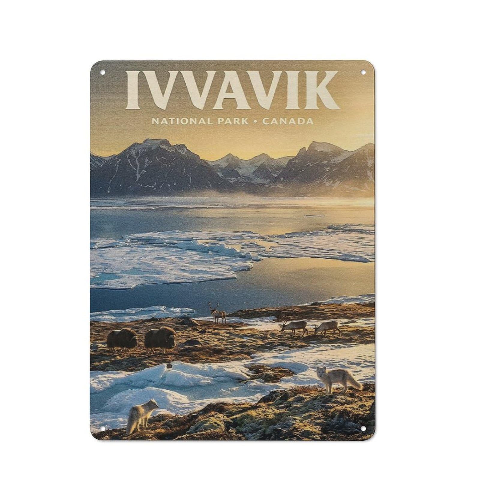 Junmoney Style Ivvavik National Park Canada Landscape Retro Metal Wall Decor 40X30cm, Decorative Tin Plaque For Bar, Kitchen, Garage Or Games Room