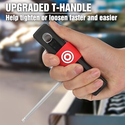 Vista 10 de DURATECH Allen - Juego de llaves hexagonales, 27 piezas de brazo largo SAE y métrico Torx Star Ball End