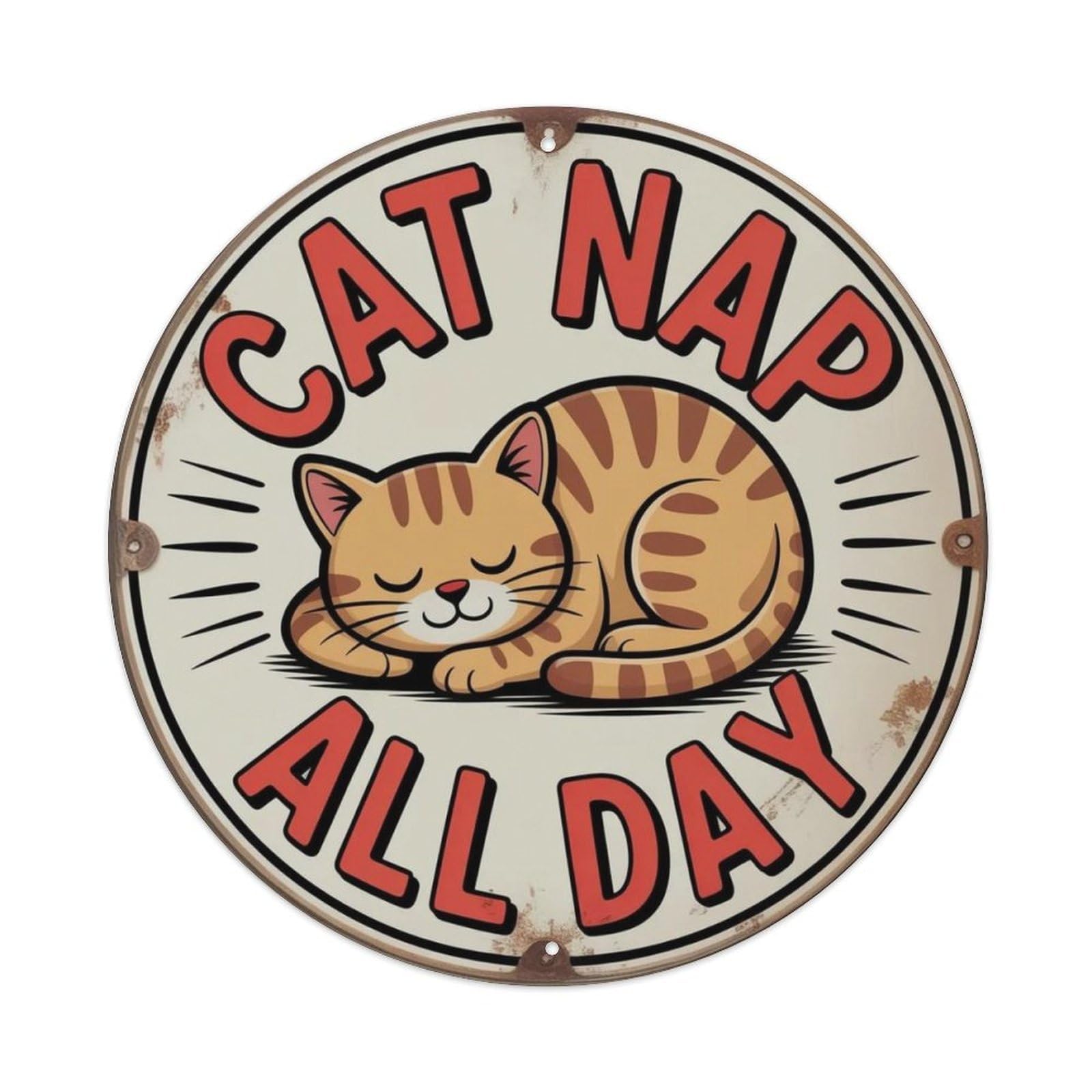 Cat Nap Cartoon Metal Tin Sign Plaque
