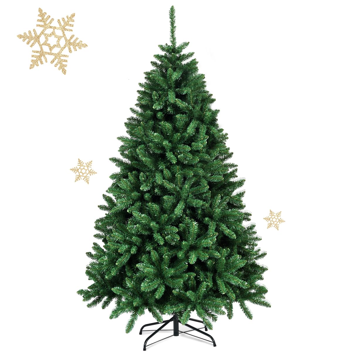 GIANTEX Sapin de Noël Artificiel 180 cm, Arbre de Noël Décoration Intérieur en PVC avec 1355 Branches, Support en Métal Pliable, Arbre Décoratif pour Maison, Bureau