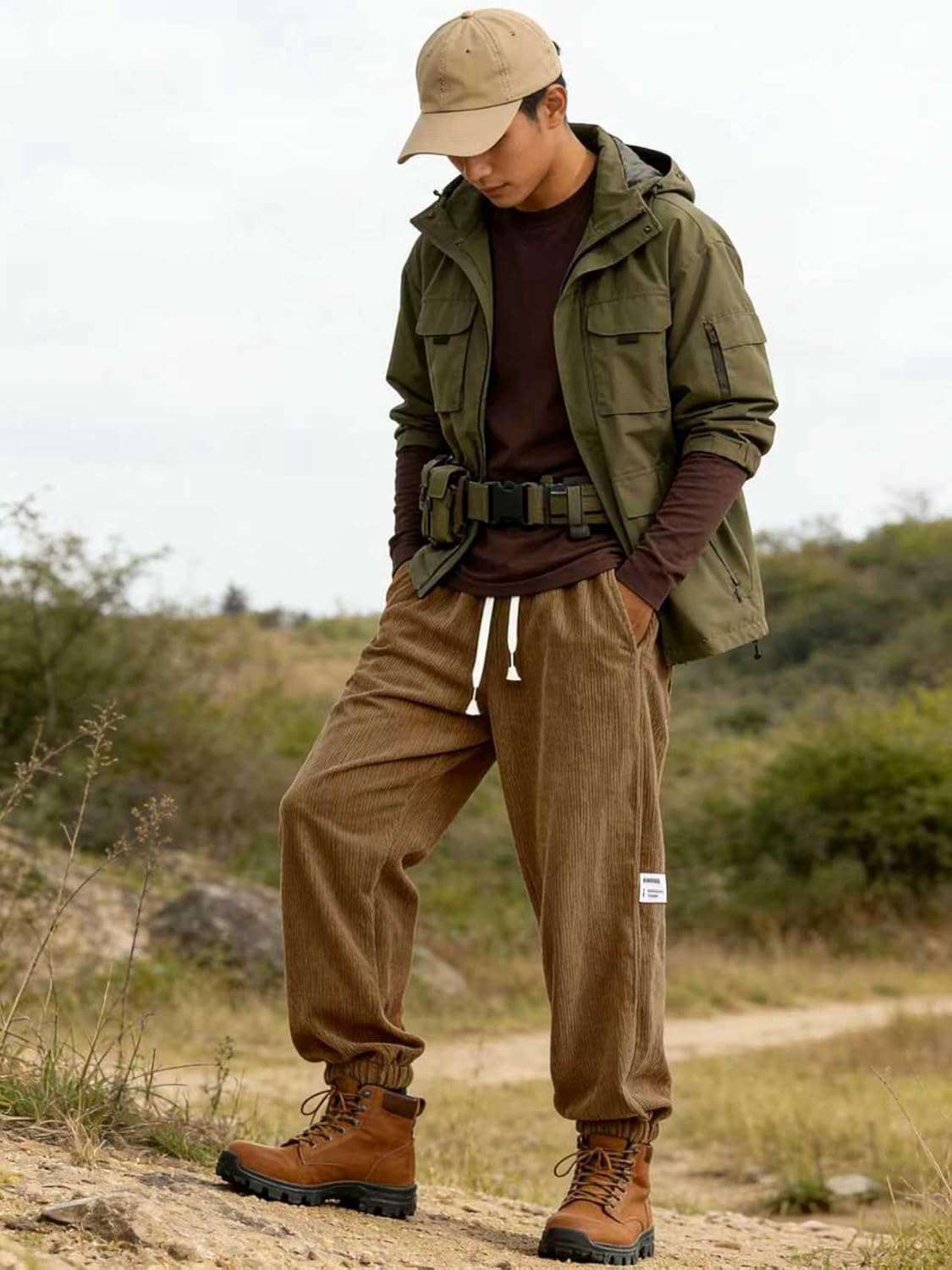 Men's Corduroy Joggers with Elastic Waist & Drawstring - Tapered Casual Pants Comfort Fit​ - Image 5