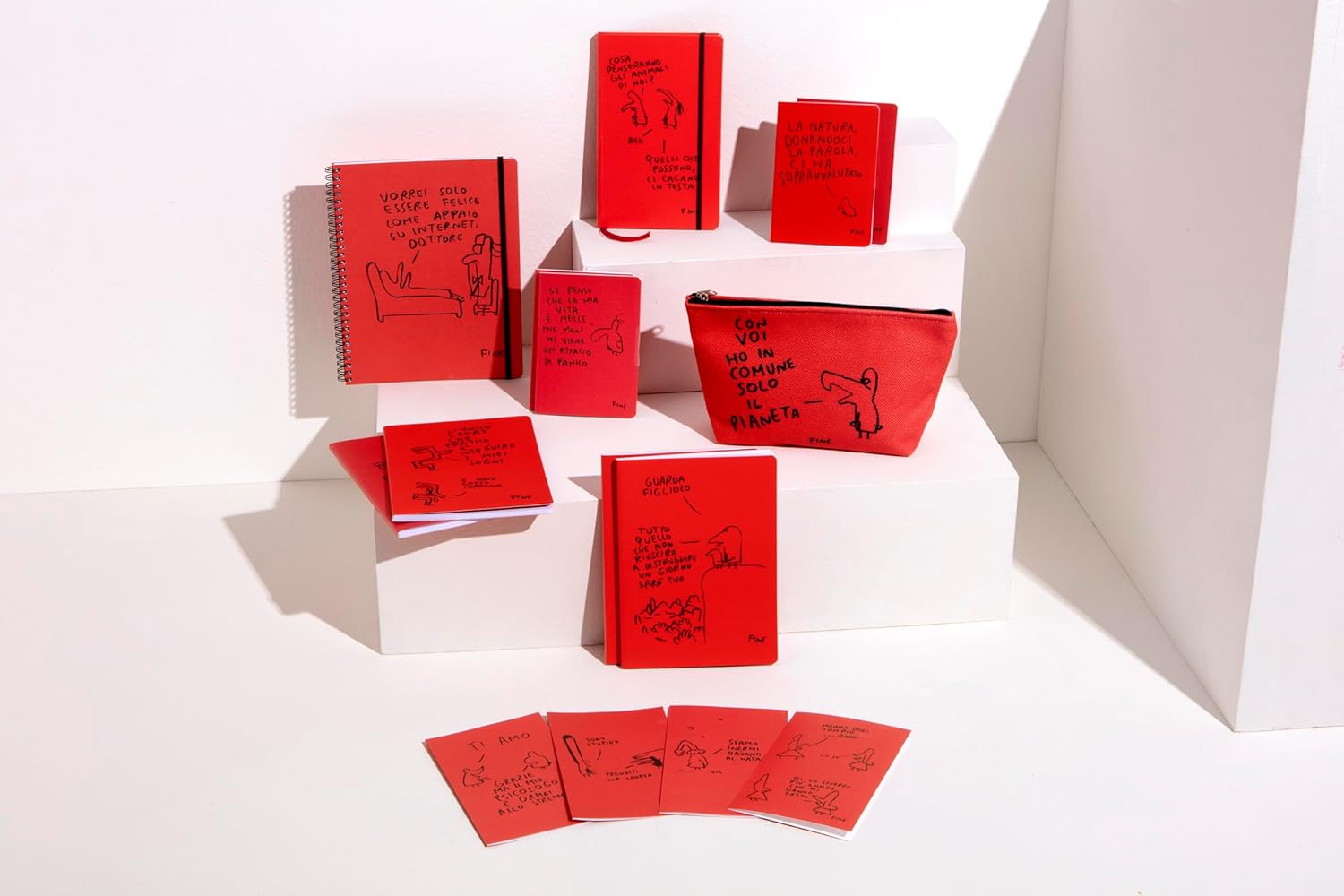 Art&Design24 Spiral Notebook GLI SCARABOCCHI DI MAICOL&MIRCO "Doctor" Graphics, Red Cover with Black Elastic, 56 White Pages 120 g, 25 x 19 cm      Office Product