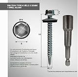 DOJA INDUSTRIAL | 100 Vis Autoperceuse à Tête Hexagonale avec Douille Magnétique M8 | 5,5x50 mm | Acier Zingué | pour Tole Acier, Bride de Fixation, Matériel de Construction - 4