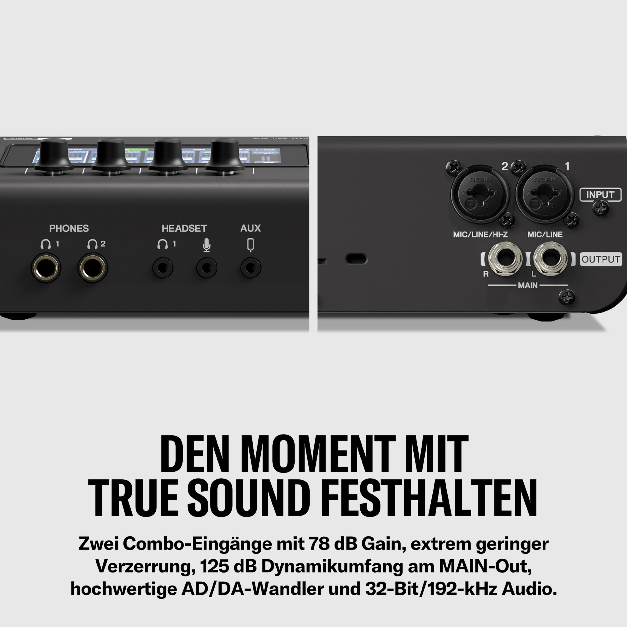 YAMAHA URX22 USB-C Audiointerface – Kompaktes 4-In/2-Out-Interface mit 32-Bit/192 kHz Audio, Touch-LCD-Steuerung, integriertem DSP-Mixing & Effekten für Kreative und Musiker – Schwarz