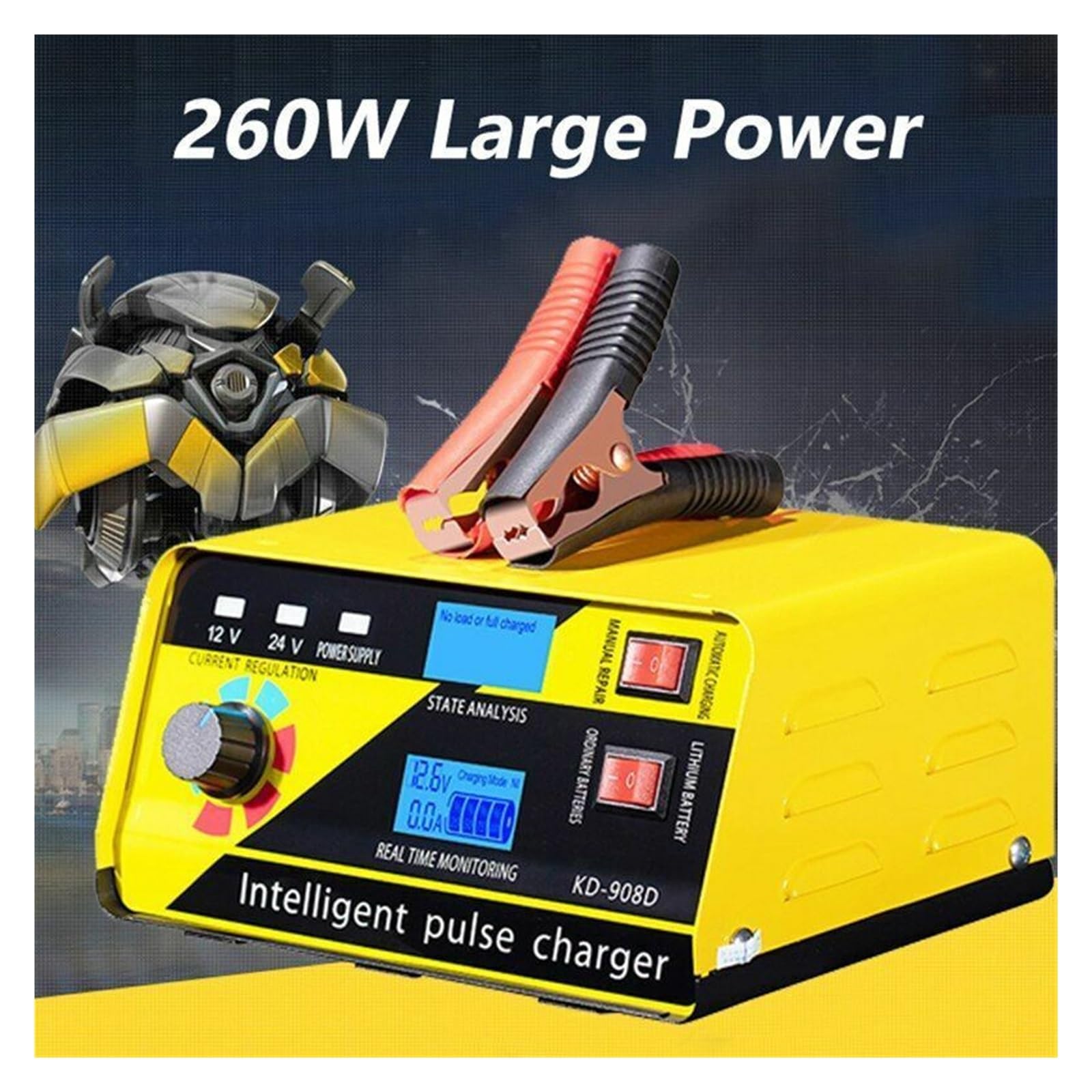 12V 24V Akumulator Smart Chager Inteligentna Ładowarka Naprawcza O Dużej Mocy Do Akumulatorów Kwasowo-ołowiowych Odpowiednia Samochodów Ciężarowych Łodzi łAtwa W UżYciu