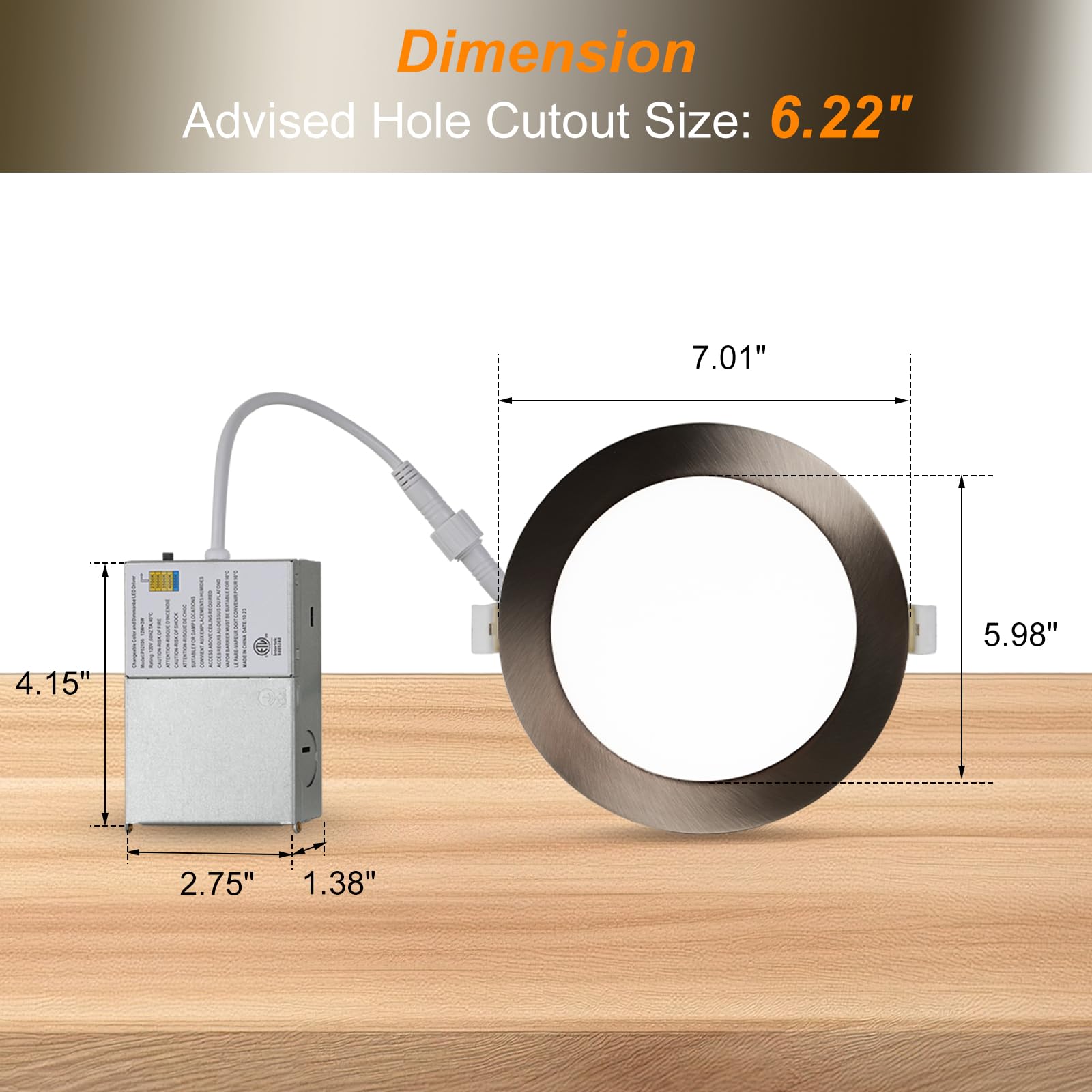 ZYC Recessed Lighting 6 Inch - 12W 1100LM LED Recessed