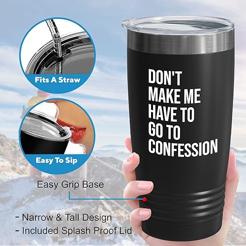 Miniatura 4 de Vaso cristiano negro de 20 onzas  Don't Make Me Have to Go to Confession  Catholic Bible Catholic Sarcasm Priest Father's Day