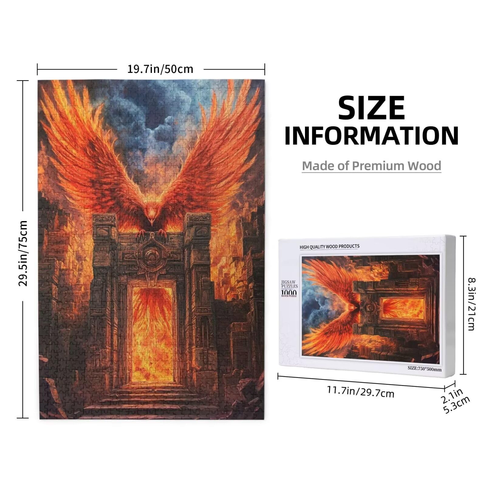 Phénix Puzzle Animal 3000 Pièces Adultes, DIY Puzzles Classiques Art avec Boîte d'emballage et Photos de Référence, Relaxation/Soulagement du Stress/Jeux Amusants, Creatif Cadeau pour Femme M-1798
