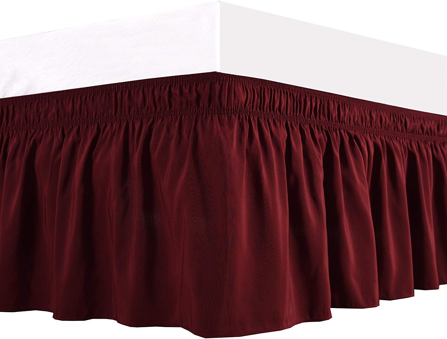 Elegant Decor 650 Thread Count Bed Skirt - 100% Egyptian Cotton 19" Drop Length - Luxury Wrap Around Elastic Dust Ruffled - Hotel Premium Quality Wrinkle Free Bed Skirt - King (White)