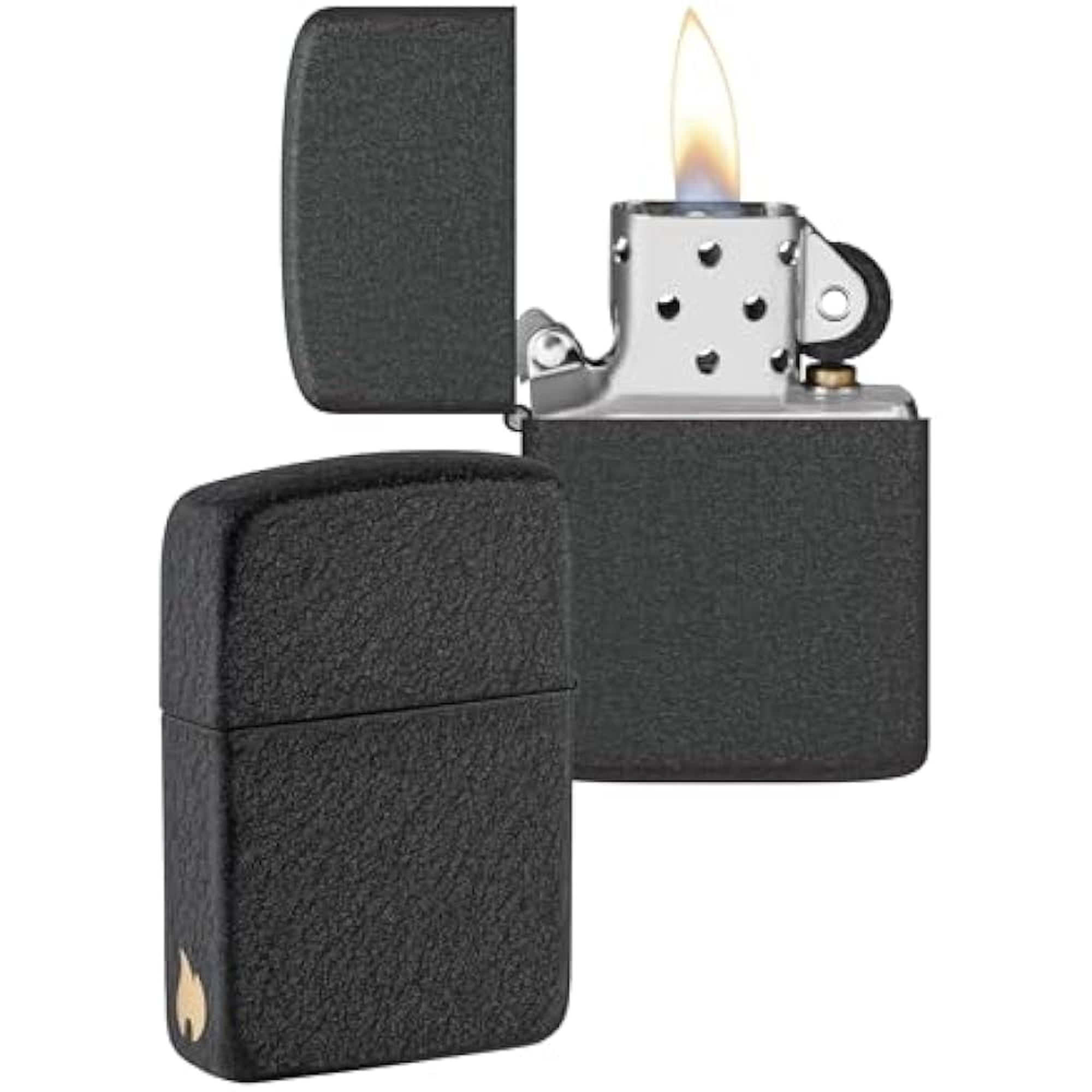 Zippo Sturmfeuerzeug - Replica 1941 Black Crackle mit seitlicher Flammmengravur - Nachfüllbar - Wiederverwendbar - Windfestes Design - Geschenkbox - Made in USA - Amazon Exclusive