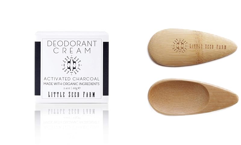 Little Seed Farm Creme desodorante com carvão ativado sem alumínio, 68 g, com aplicadores
