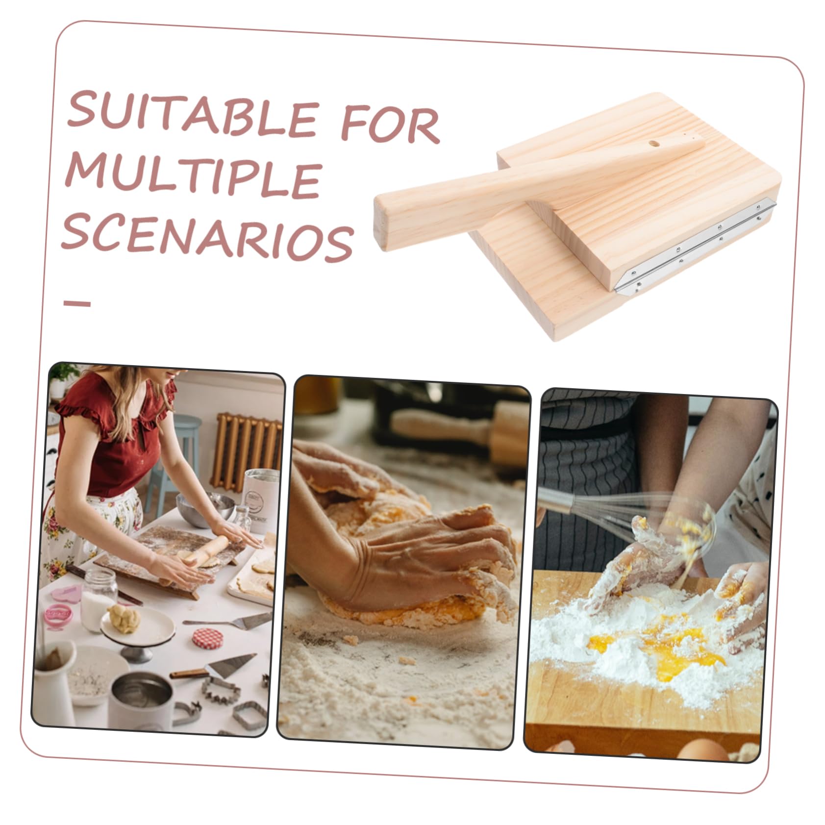 Gatuida Pressa per Pasta in Legno per Sfoglia di Ravioli e Gnocchi, Utensile da Cucina in Legno Impugnatura Ergonomica Adatta per Uso Domestico e Ristorante