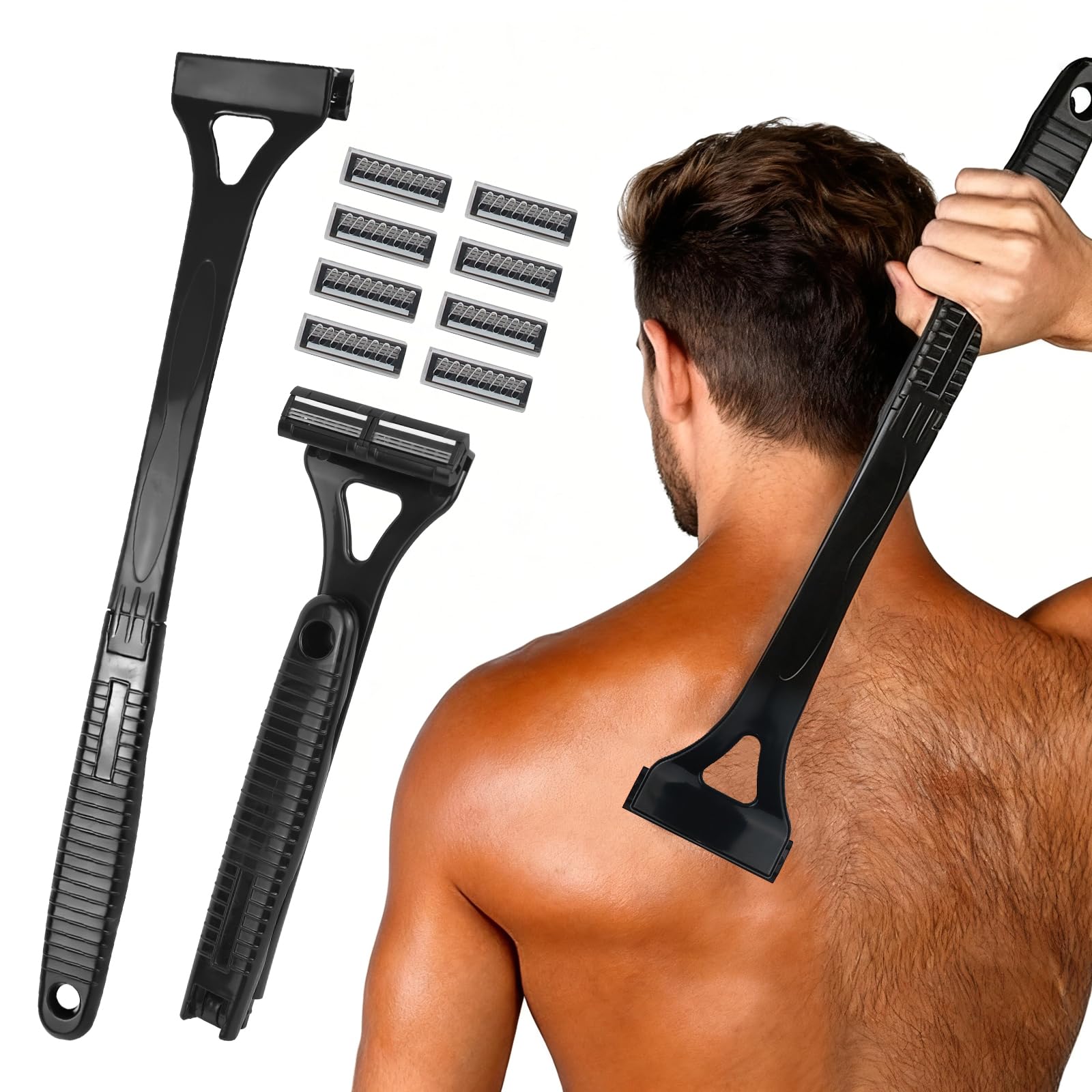 Back Shavers for Men with Foldable Long Ergonomic Handle Black