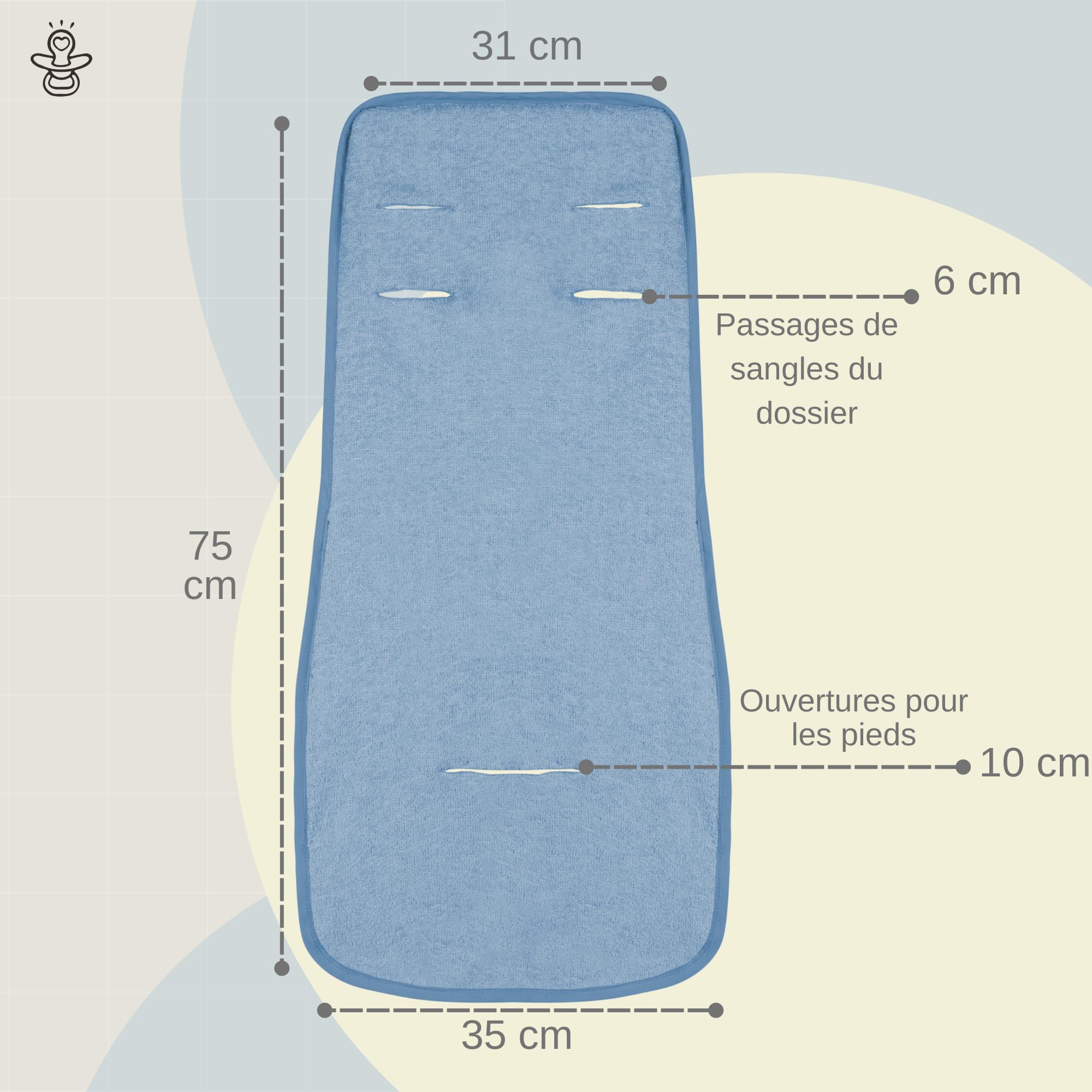 baby idea Housse de Poussette Universelle - Souple pour bébé - Rembourrage en éponge de Coton 100% Coton - Bordure latérale - Fabriquée en Italie (Gris