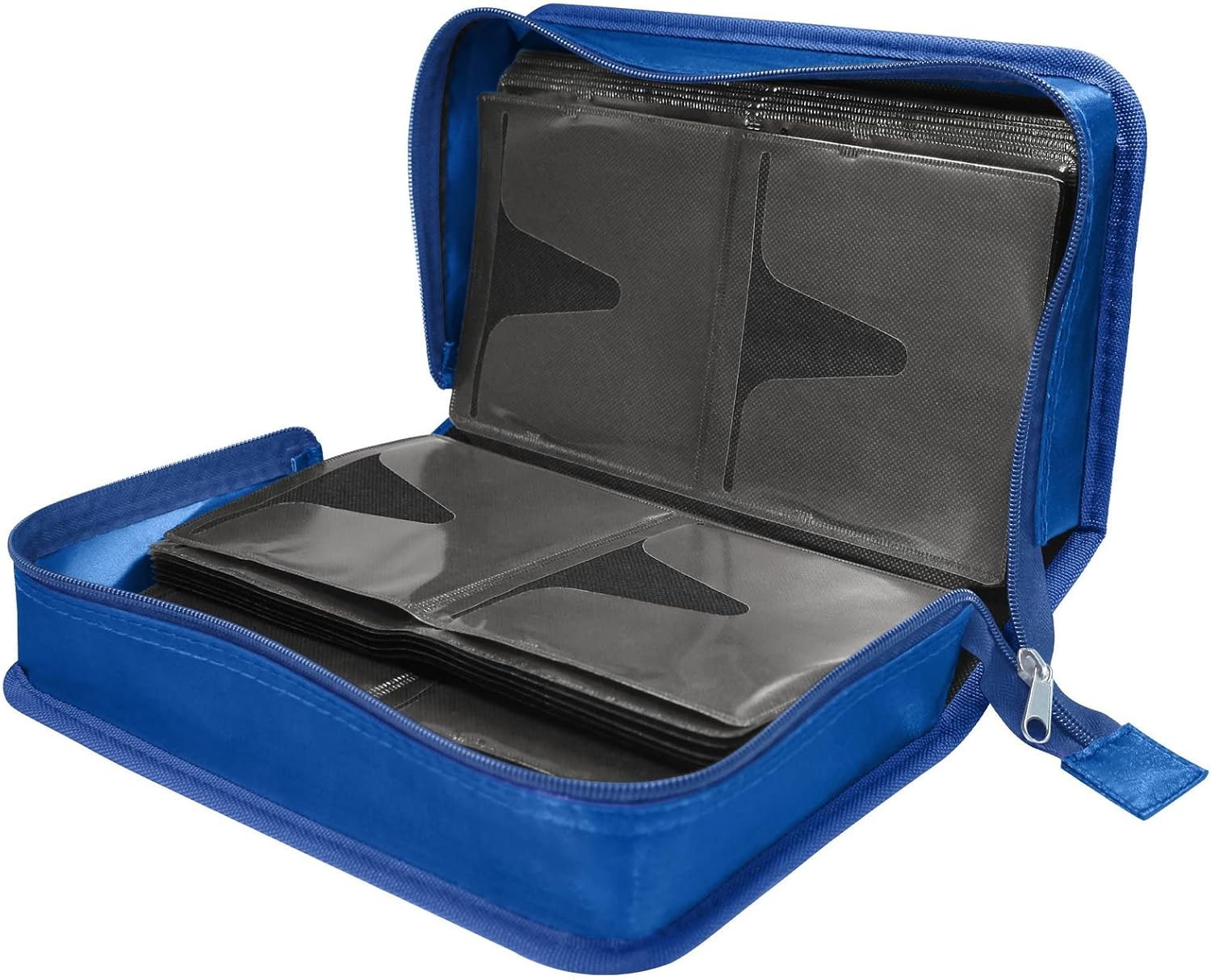 Siveit CD Case DVD Storage Holder, CD/DVD Case Wallet 128 Capacity DVD Cases Organizer CD Binder, Portable CD Wallet for Home Travel (Black binder, Blue)