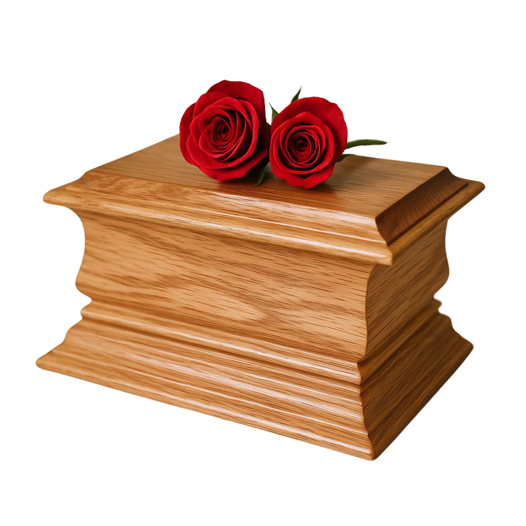 Serenity Urns Premium Pet Dog Cat Ashes Casket Urn - Solid Oak High Gloss Finish Genuine Oak Ashes Casket Urn