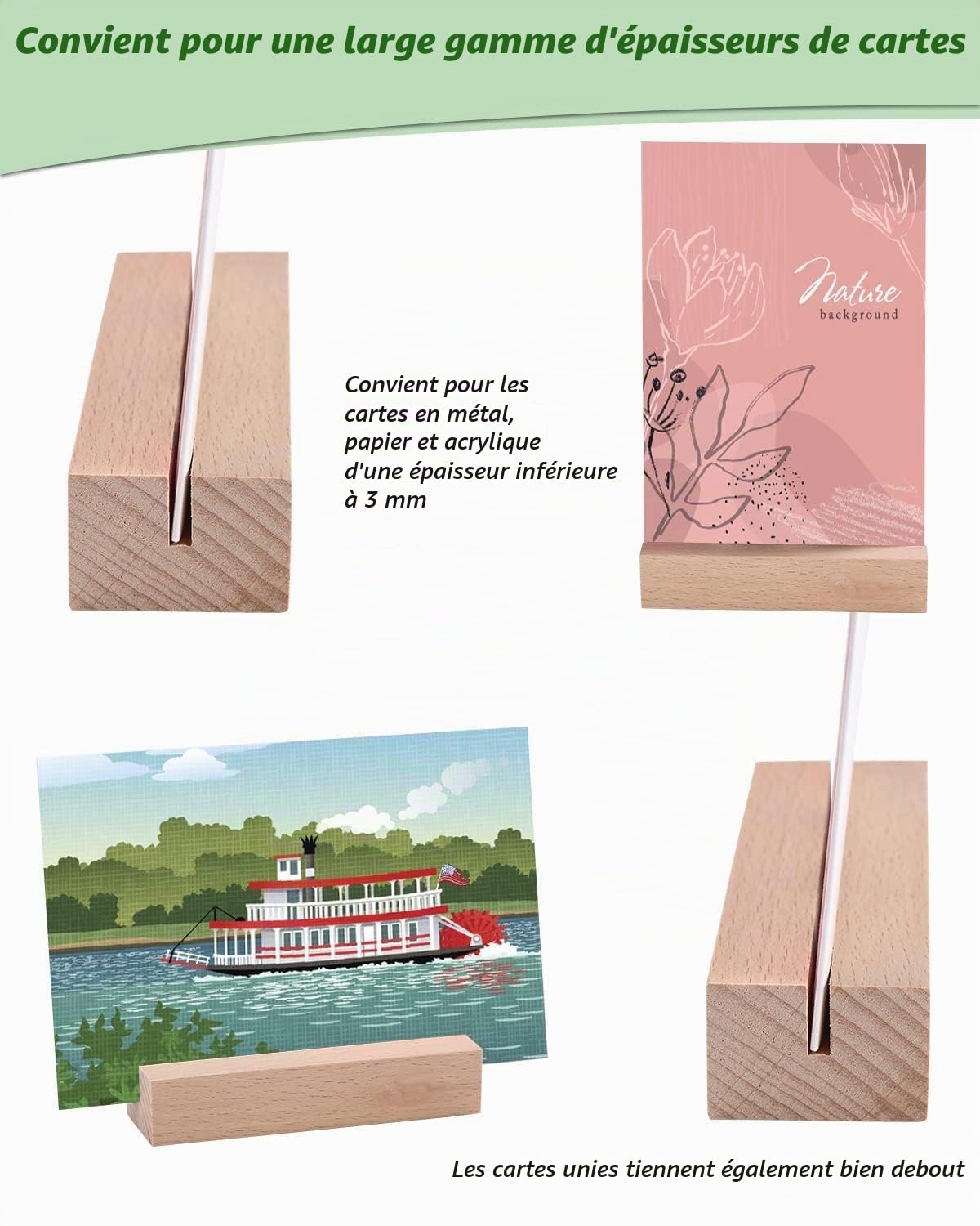 Birshe 24 Pieces Natural Wood Photo Holder Card Holders with 56 Glue Dots for Restaurants, Weddings, Banquets and Parties Product Image 5