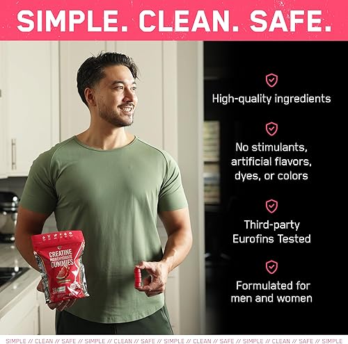 Miniatura 4 de SteelFit Creapure - Gomitas de monohidrato de creatina para hombres y mujeres, sandía jugosa, suplementos nutricionales para entrenamiento de