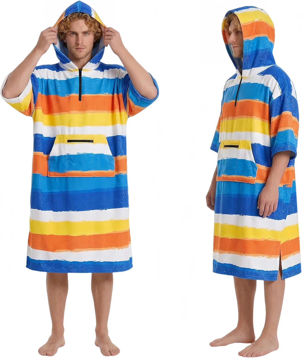 OLAOLA Surf Poncho Changing Towel, Swim Robe Poncho with Pocket Plus Size Quick Dry Terry Cloth Cover-Up Hood for Women Men