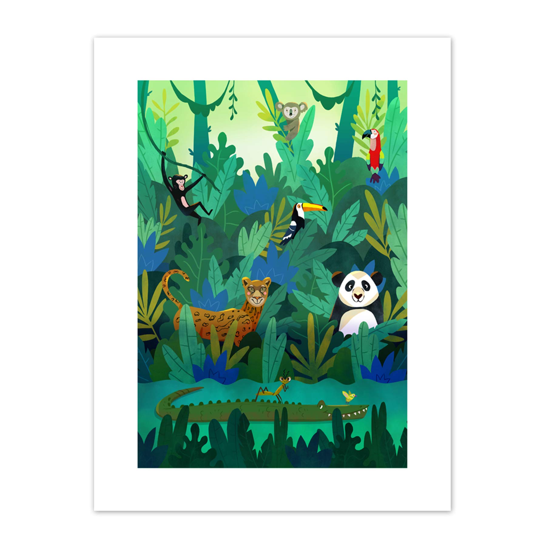 Wee Blue Coo Jungle Animals Amazon Canvas Wall Art Print