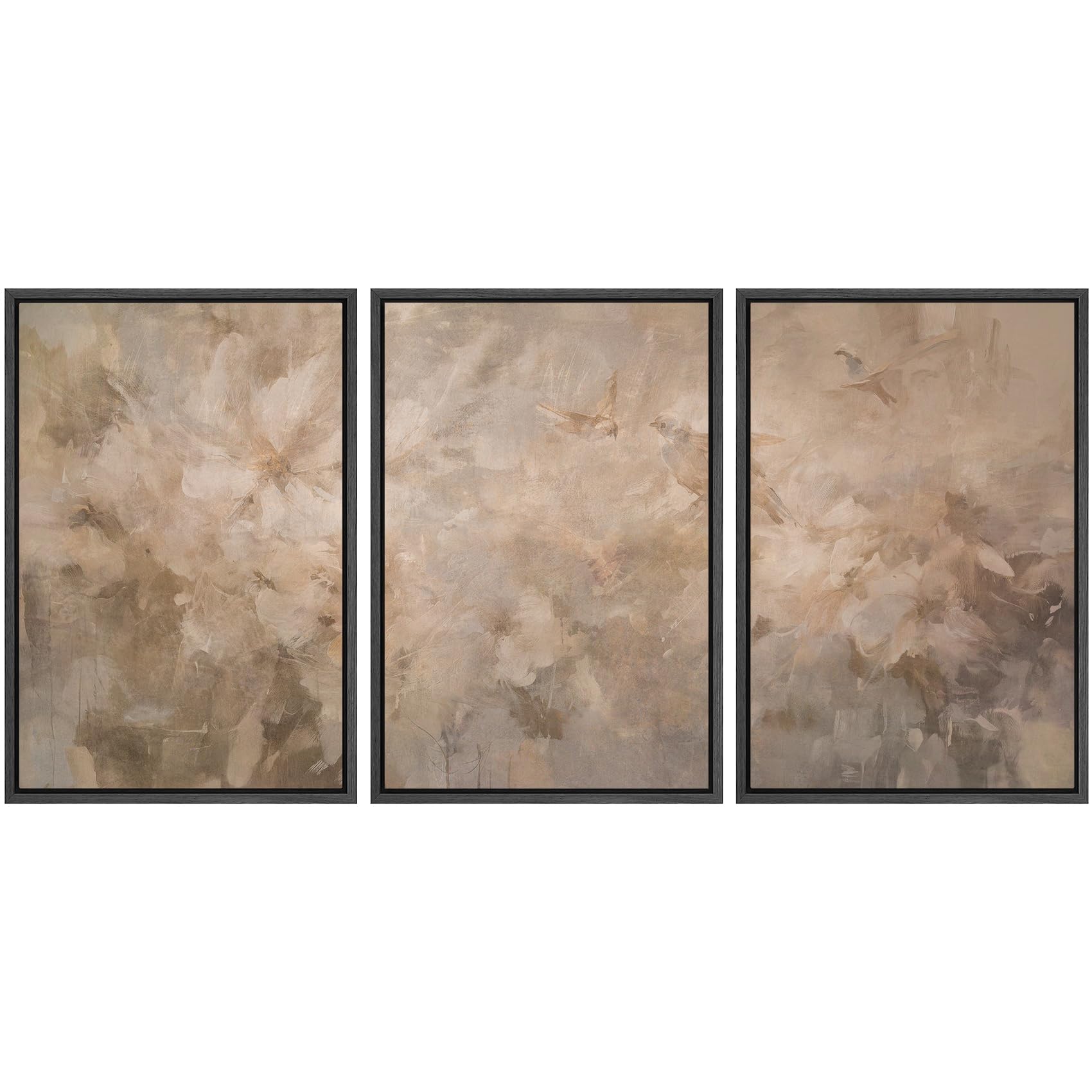 SIGNWIN Framed Canvas Print Wall Art Set Blue White Grunge Geometric Pattern Abstract Shapes Cozy Neutral Decorative Contemporary Minimal for Living Room, Bedroom, Office - 24"x36"x3 Natural — view 135