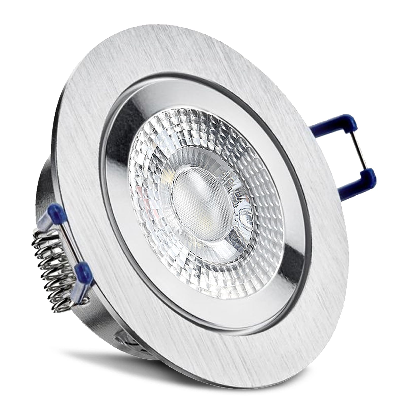 trendlights24 Mare IP44 Bad LED Einbaustrahler 230V Aluminium rund 3 Stufen dimmbar ultra flach 35 mm 1er Set 5W Warmweiß Decken Spots für Feuchtraum