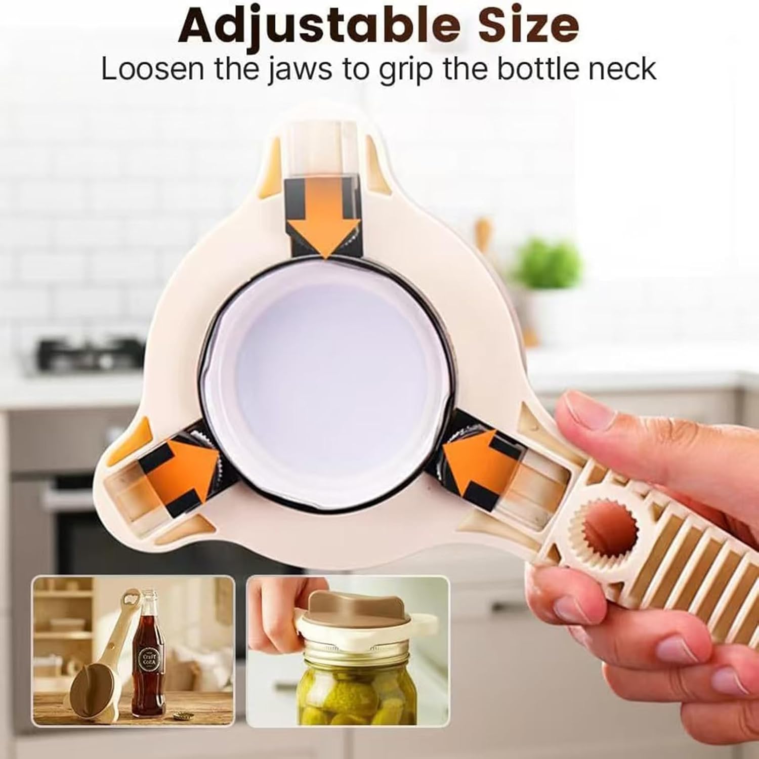 Multi-Functional Retractable Jar & Bottle Opener,4-in-1 Jar Opener - Adjustable Stainless Steel Lid Remover for Seniors & Arthritis Sufferers,Friendly Kitchen Gadget (2)