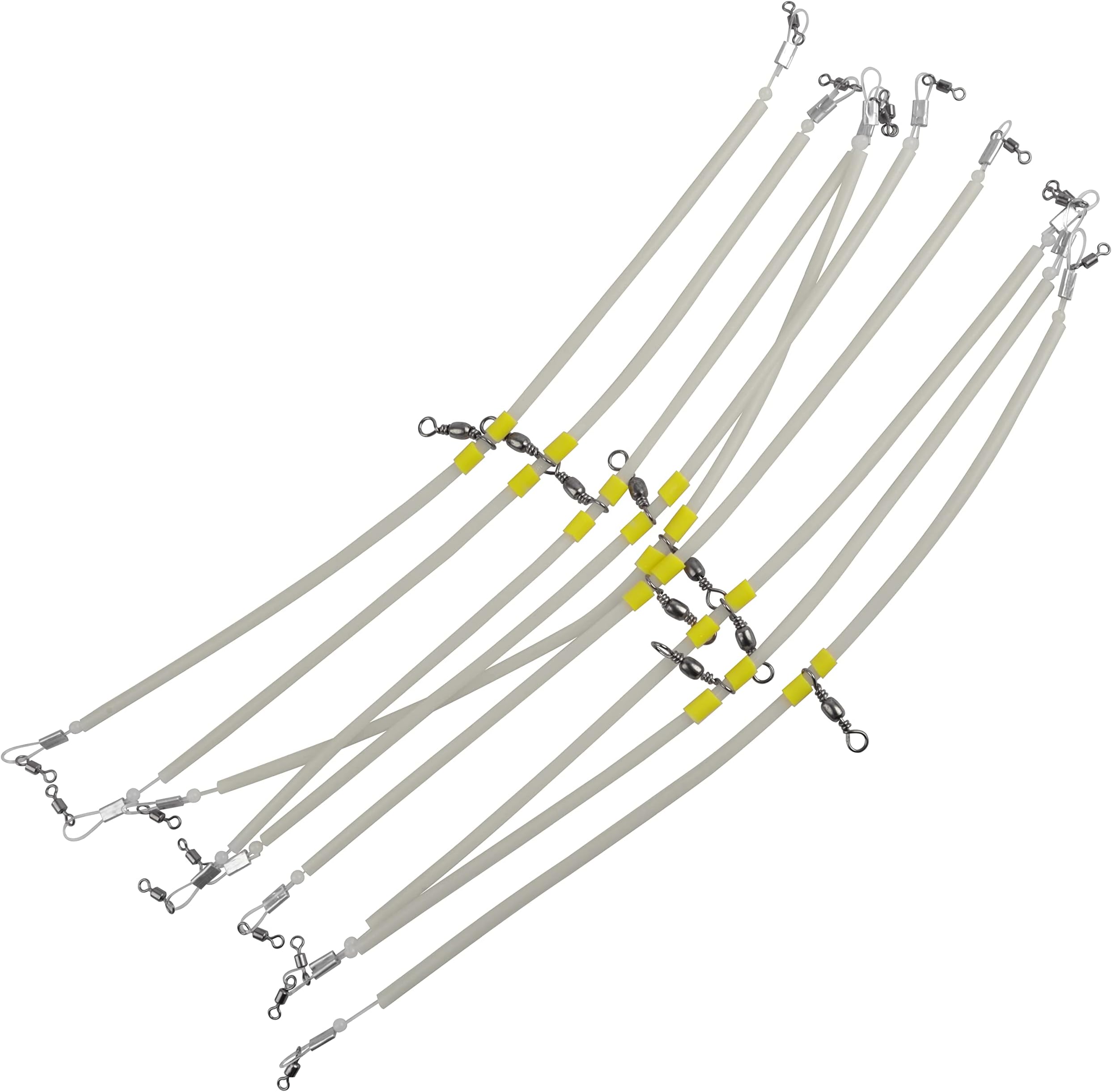 Fishing Wire Leaders -10Pcs Stainless Steel Tackle Rig Luminous Saltwater Fishing Leaders Surf Fishing Rigs Wire Leader Rig Wire Leader Trace with Swivels Bottom Rigs Saltwater Freshwater Leaders …