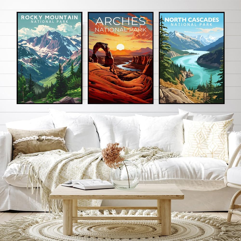 AOSGEDY 6 Pack Paint by Numbers Kit for Adults Beginner, National Park Adult Paint by Number Kits on Canvas Without Frame, DIY Landscape Painting with Numbers Craft for Home Decor 10x14 Inch