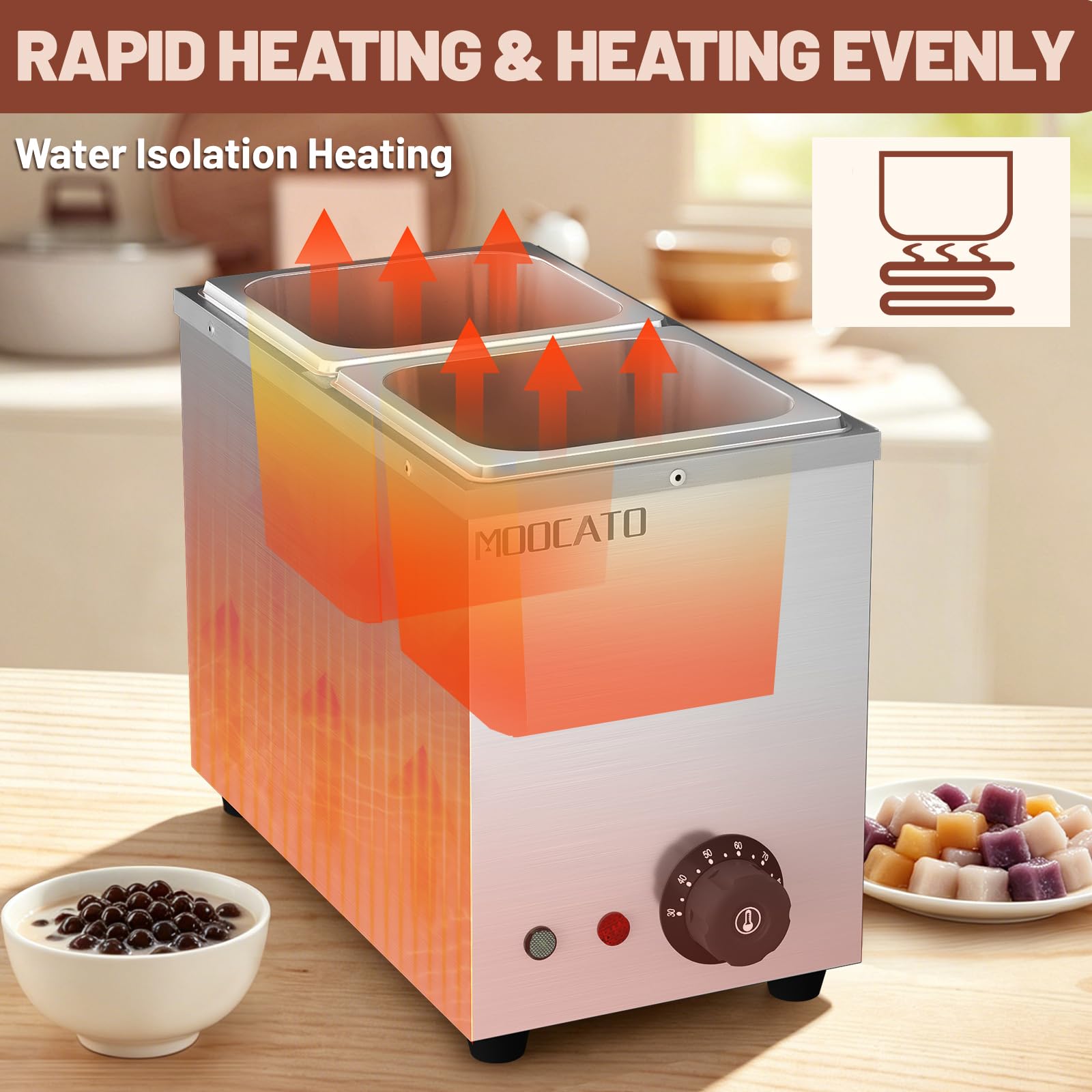Schokolade Schmelztiegel, Schokolade Temperiermaschine 2 Töpfen | Elektrische schokoladen schmelzgerät Edelstahl, 2x1/6 GN Behälter Tapioka-Perlenwärmer, Chocolate Tempering Machine