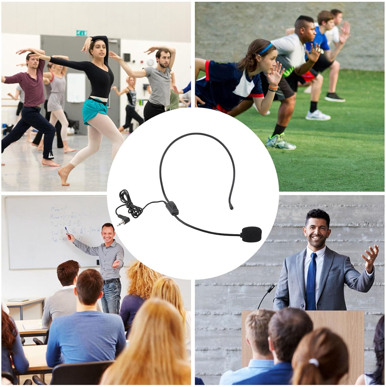Portable Mini Headset Microphone, 3.5mm Jack, Head Mounted, Flexible Wired Boom, for Voice Amplifier, Speaker, Karaoke, Computer