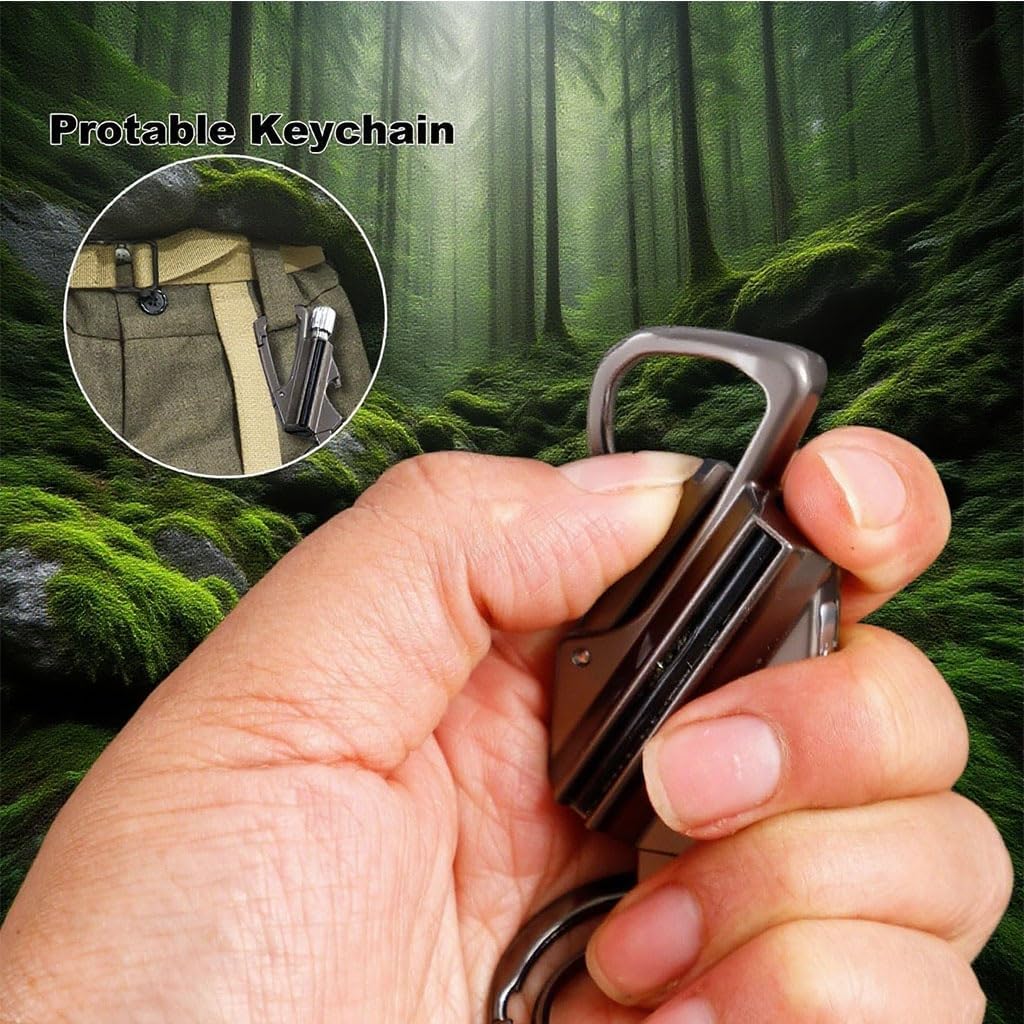 Permanent Match Infinity Lighter with Multitool Keychain Bottle Opener,2 in 1 Kerosene Trench Lighter,Outdoor Gift for Men(2pack Gold)