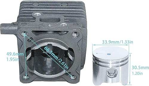 Miniatura 2 de Atunee Kit de silenciador de escape de pistón cilíndrico de 1.339 in para Stihl FS75 FS80 FS85 FC75 FC85 Trimmer Reemplazar 4137-140-0603, 4137 020