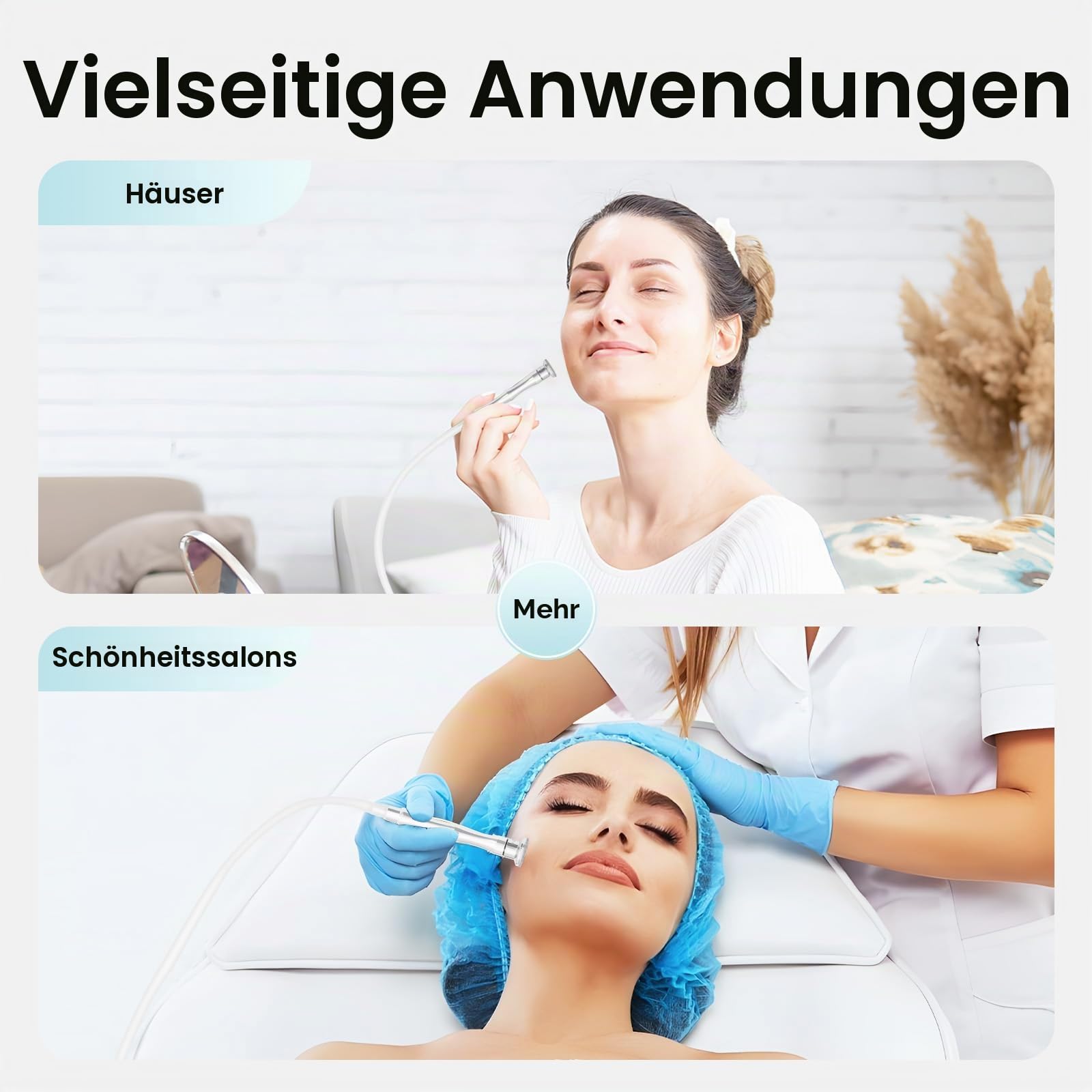 Diamant Microdermabrasion Gerät, Professionelle Mikrodermabrasions Maschine 9-stufig mit 65-68 cmHg Saugkraft, Mitesserentferner für Gesichtspflege & Körper, Inklusive 12 Aufsätzen, Weiß