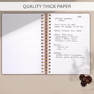 ZICOTO Aesthetic Thick Spiral Notebook Journal For Women in B5 Format - Modern Linen Hardcover Wide Ruled Note Book With 300 Lined Pages - Perfect For Writing And Staying Organized at Work or School