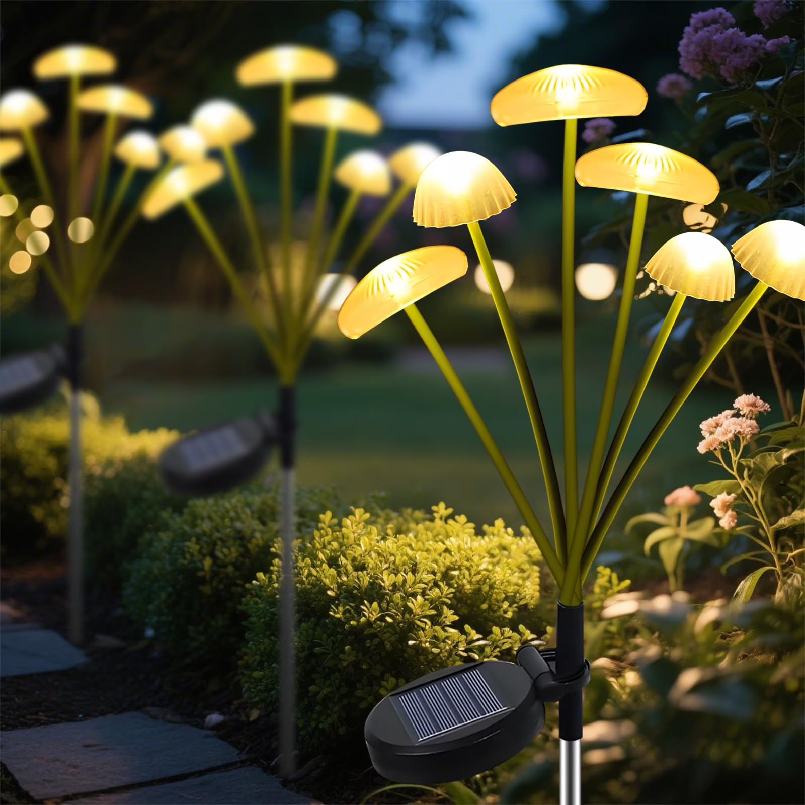 SkyAura Solar Mushroom Lights (8-Head) – Bright, Waterproof & Maintenance-Free | Charges by Day, Glows by Night | Ideal for Gardens, Walkways, Patios & Balconies. Pack of, 5-image-42
