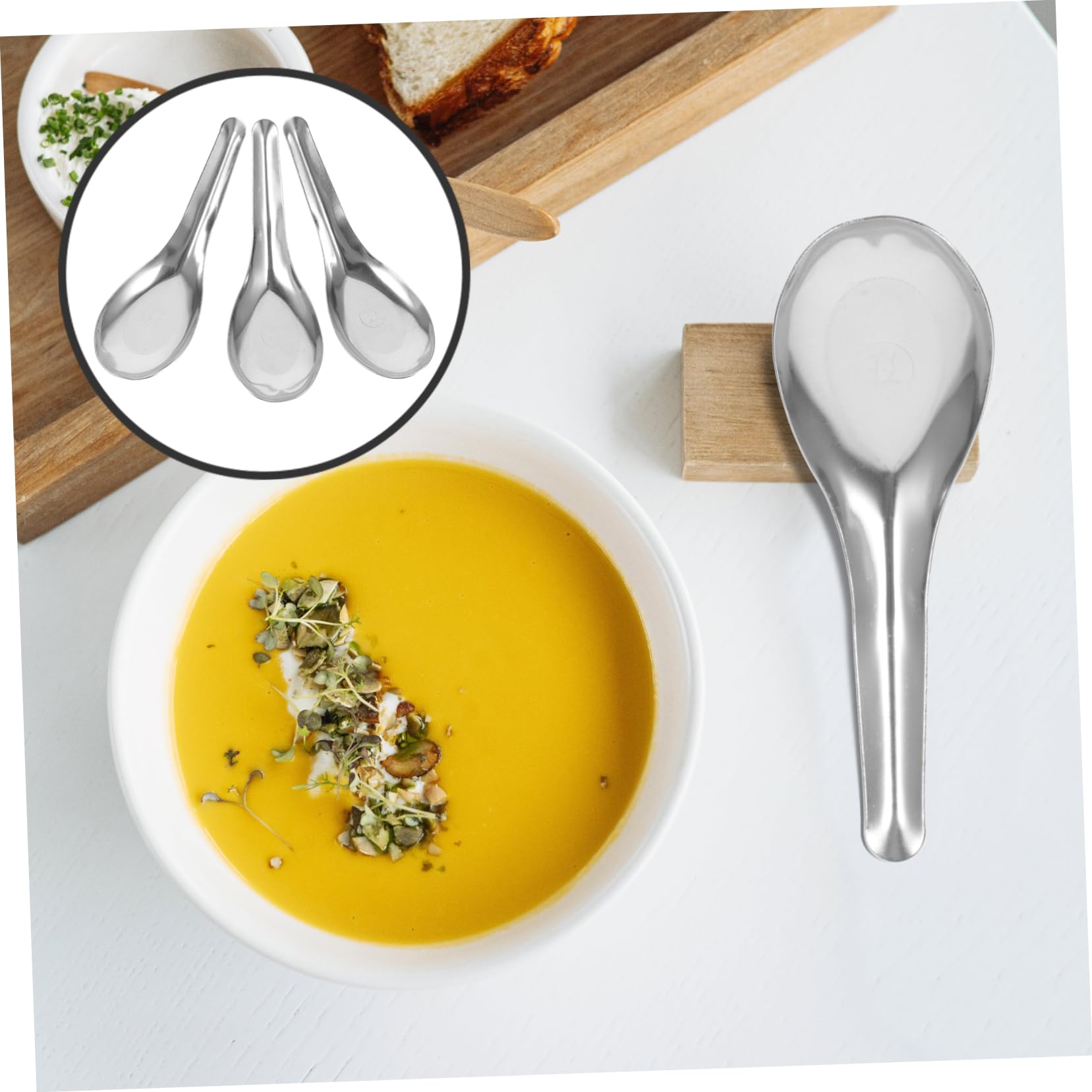Cucharas Soperas Multiuso para Servir 50 de Acero Inoxidable, Gruesas y Pulidas Varios estilos Ideales para Restaurantes y Celebraciones