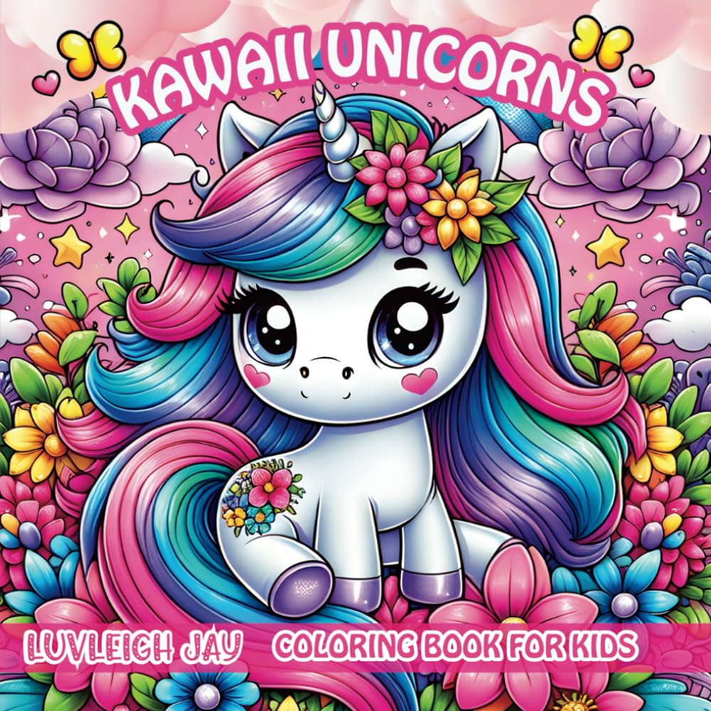 Kawaii Unicorns coloring book for kids: 50 Cute and Fun Chibi Unicorn designs for Boys and Girls Ages 3-12 (Kawaii Coloring books)