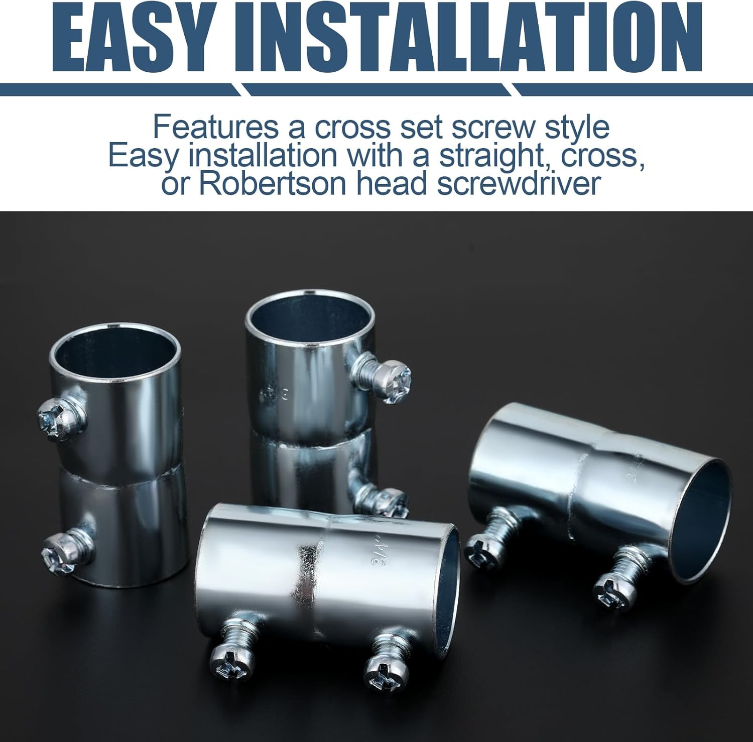 Gisafai 20 Pcs 3/4 Emt Coupling Conduit Fittings Screw Coupling for 3/4 Inch Electrical Fittings Galvanized Steel Emt Conduit Screw Connector