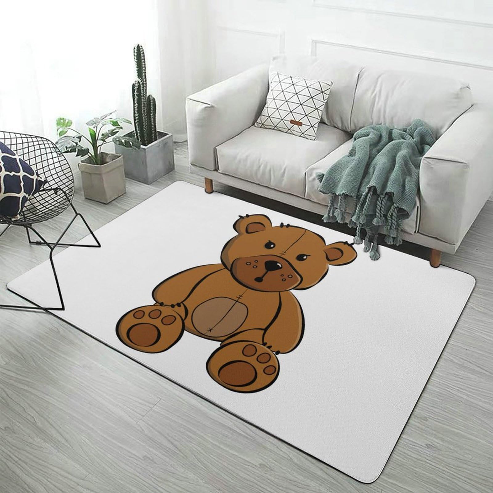 Teppich, Teddybär, weiche Bodenmatte für Wohnzimmer, Schlafzimmer (100 x 150 cm)