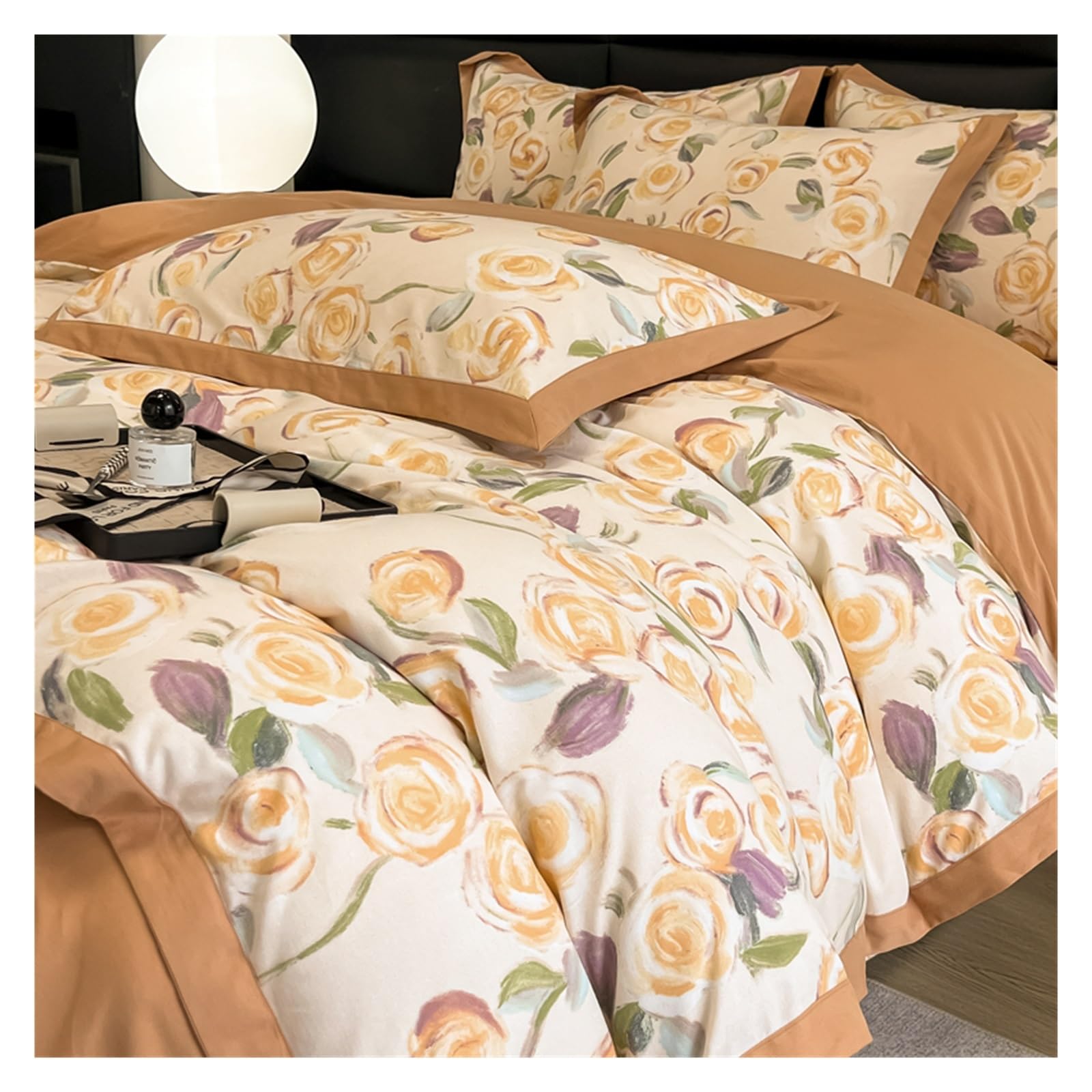 Housse de couette en pur coton lavé de qualité supérieure, parure de lit fleurs botaniques