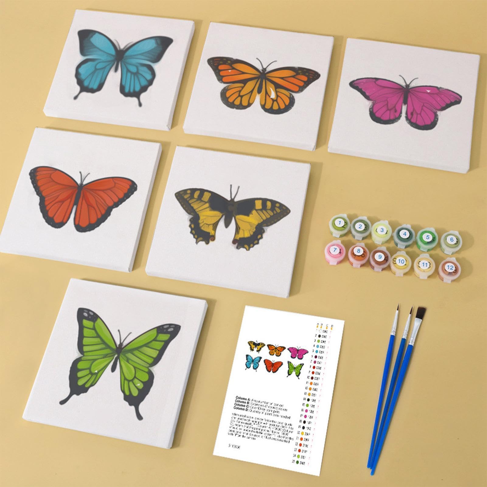 Kit di pittura con numeri, kit di pittura per numeri per adulti,Set di pittura a olio per bambini facile | Tema farfalla divertente, colorazione facile, accessori completi per granardi | Tema di farfalla divertente, colorazione facile, completi per bambin