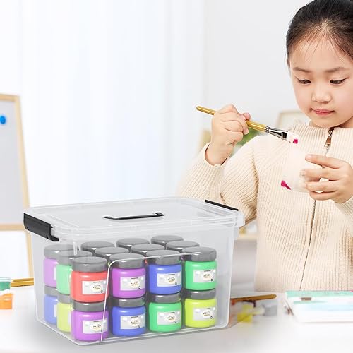 Miniatura 6 de Quickquick - Contenedor de plástico de 12 cuartos de galón con asa, caja de cierre transparente con tapas, 4 paquetes