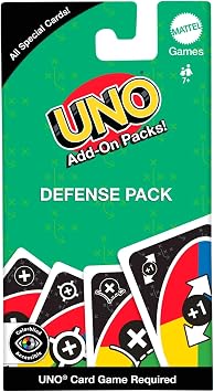 Mattel UNO Add-On Packs, Comeback, Defense & Frenemies Pack, All Special Cards, Ages 7+