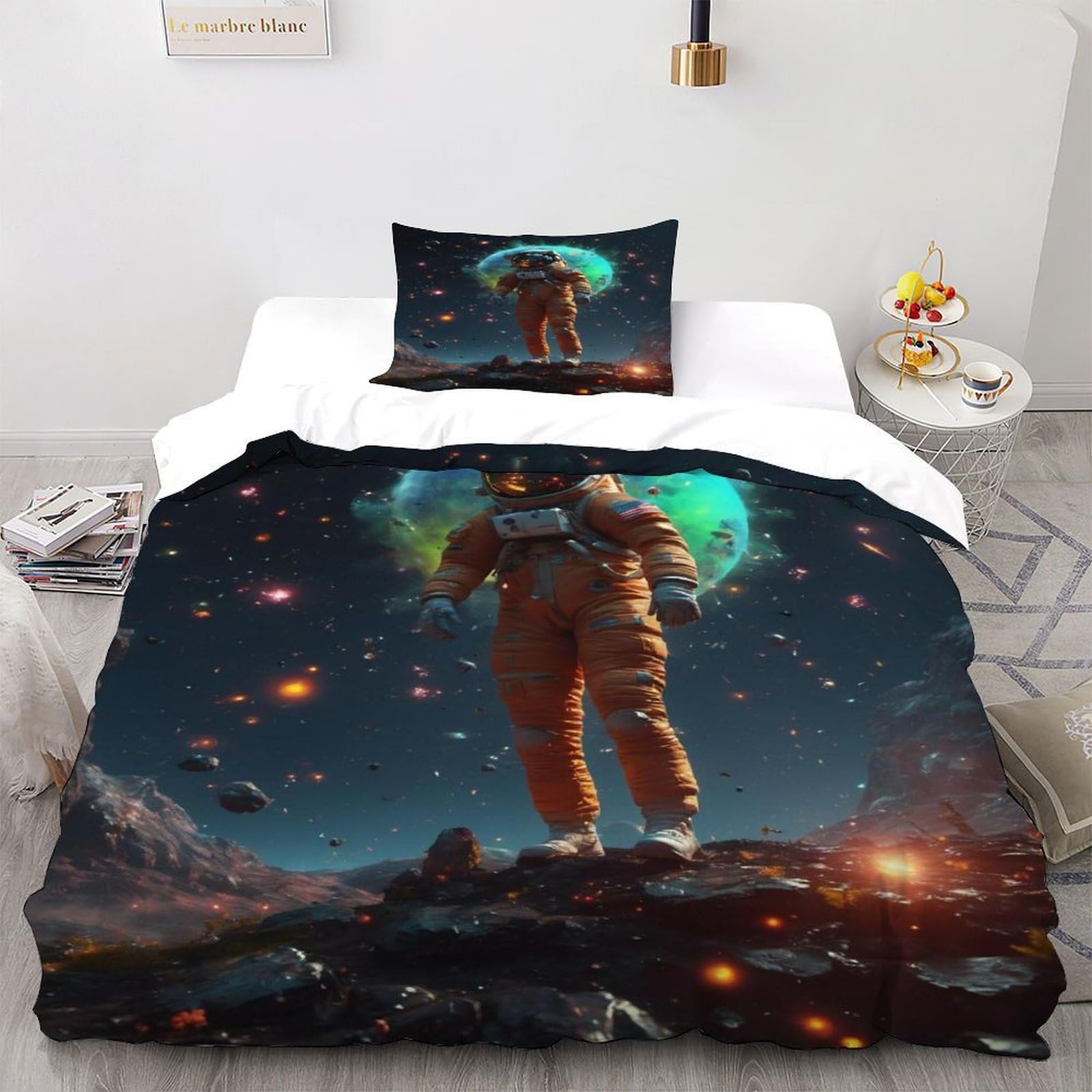 Parure de lit espace microfibre douce avec fermeture éclair pratique