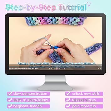 Aeelike Crochet Blanket Kit for Beginner, Easy Crochet Kit, Purple Gradient