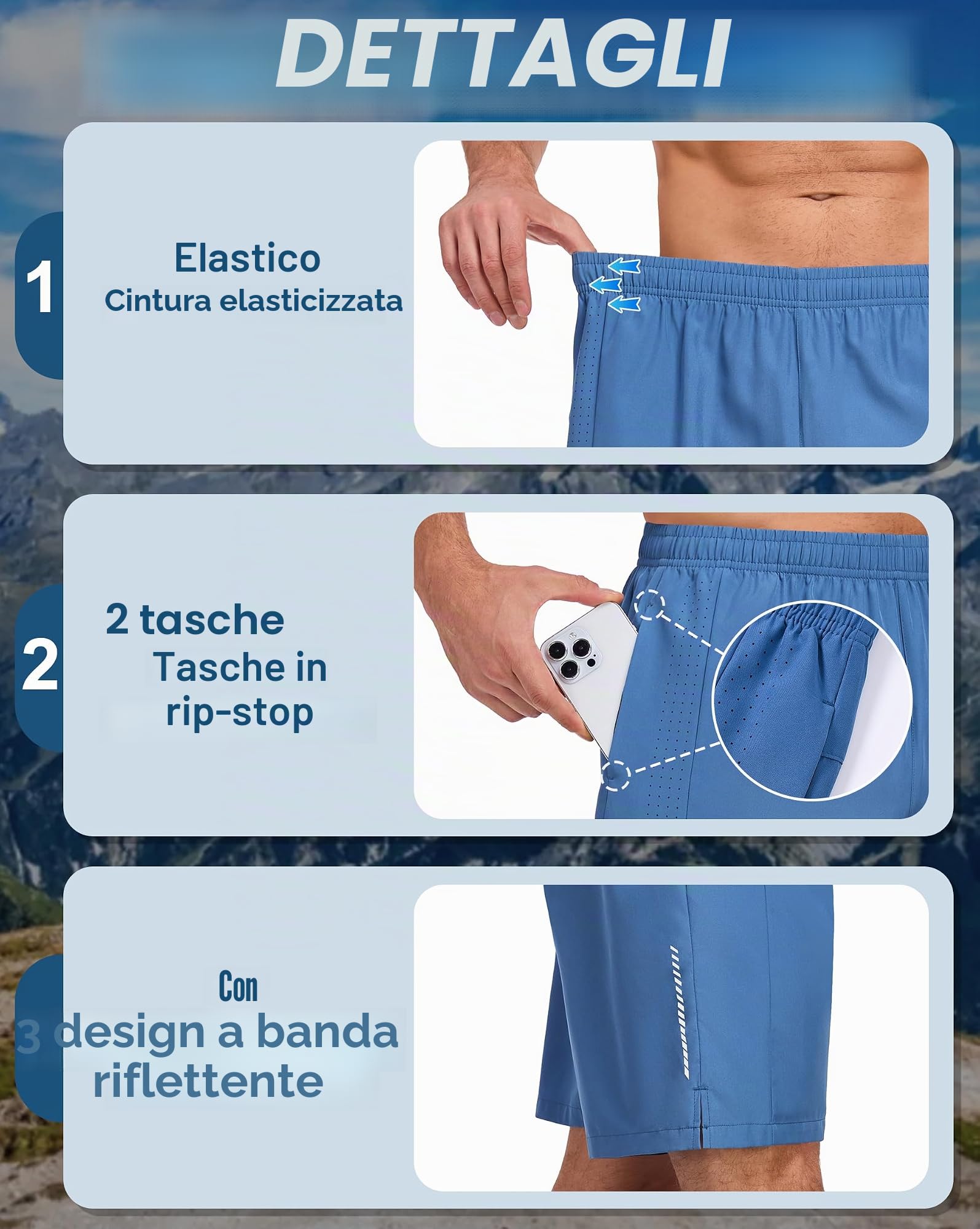 Zoofly 3 Pack Sportivi Pantaloncini Uomo ad Asciugatura Estivi Rapida Jogging Short Fitness con Tasche Pantaloni da Corsa all'aperto