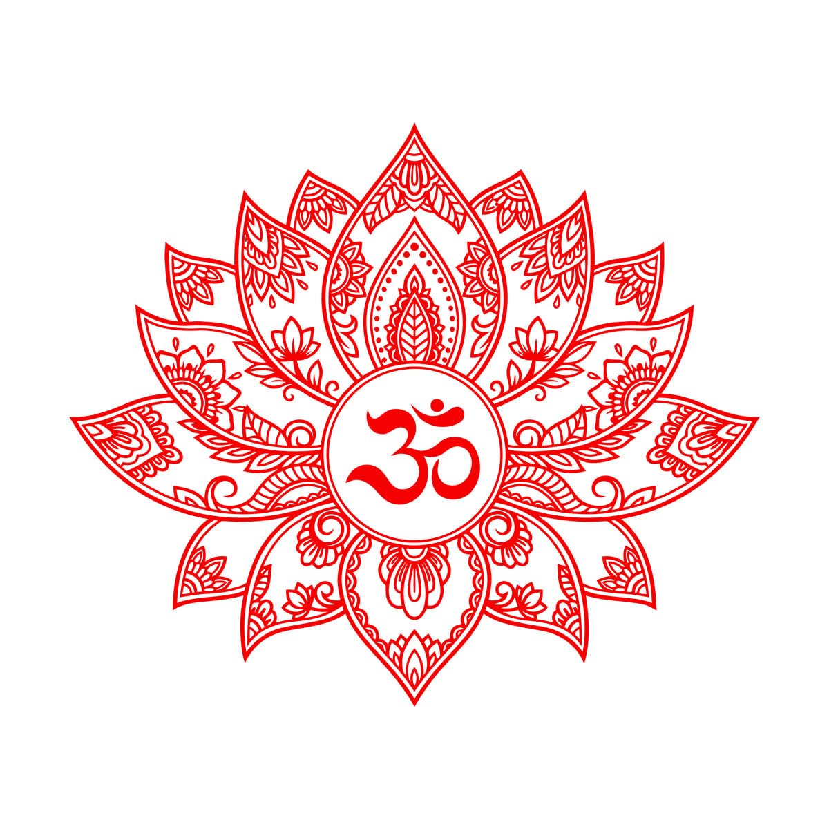 Wall Decals Paster Paper Lotus Flower Buddhism Meditation Yoga Zen 36x43.2cm Removable Without Leaving Glue Small red