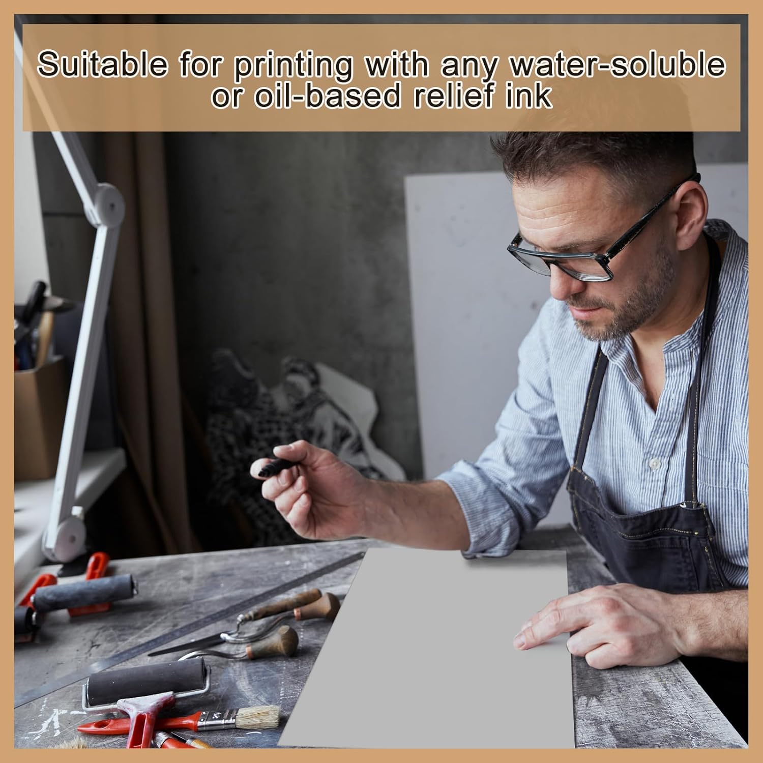 Yeaqee 8 Pcs 8 x 10 Inch Linoleum Blocks for Printmaking Rubber Carving Block Soft Linocut Blocks Large Linoleum Sheet Lino Plates for Engraving Art Project Printmaking Artist Studio Supplies, Gray