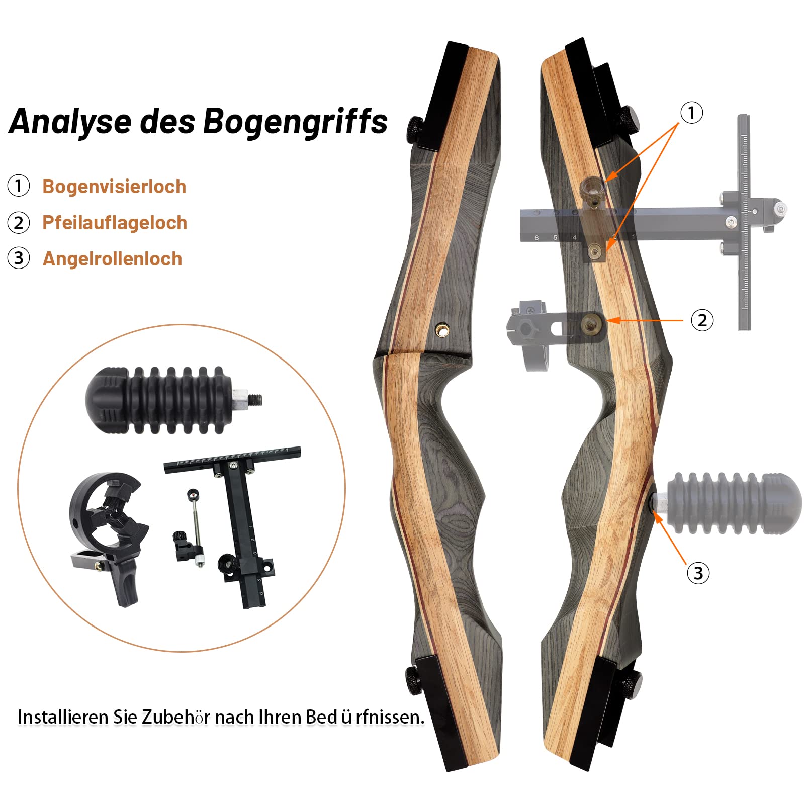 62 Inch Takedown Recurvebogen 20-50 Lbs Rechte Hand Holz Recurve Bogen Für Erwachsene Outdoor Jagd Schießübungen